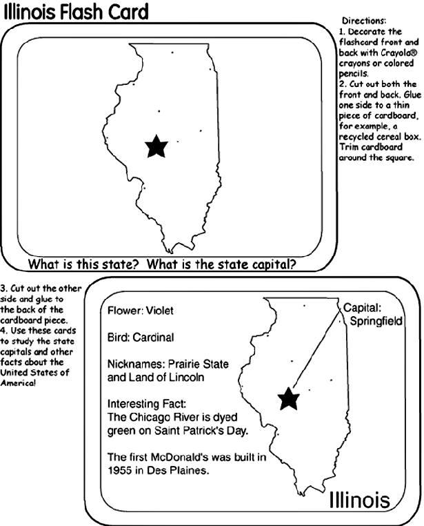 US State Flash Cards - Illinois coloring page