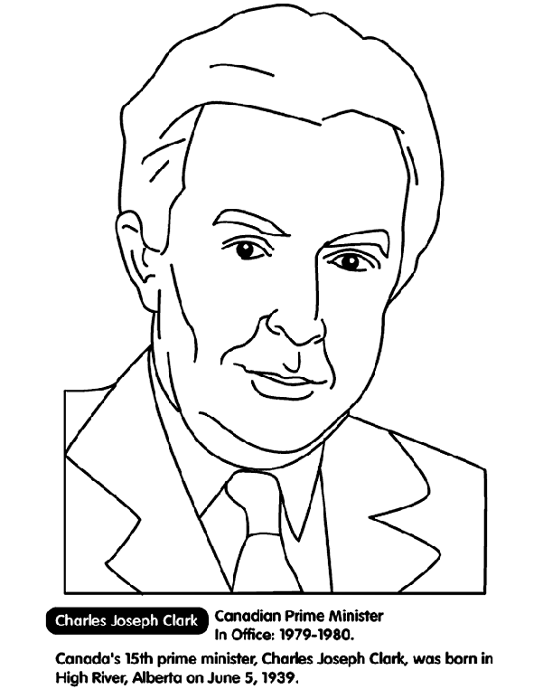 Canadian Prime Minister Clark coloring page
