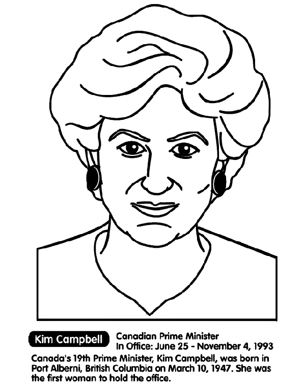 Canadian Prime Minister Campbell coloring page