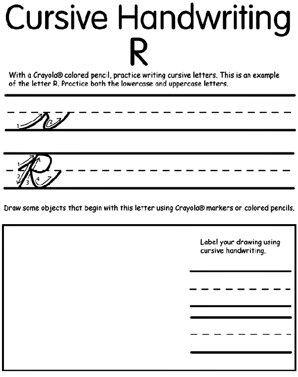 Writing Cursive R coloring page