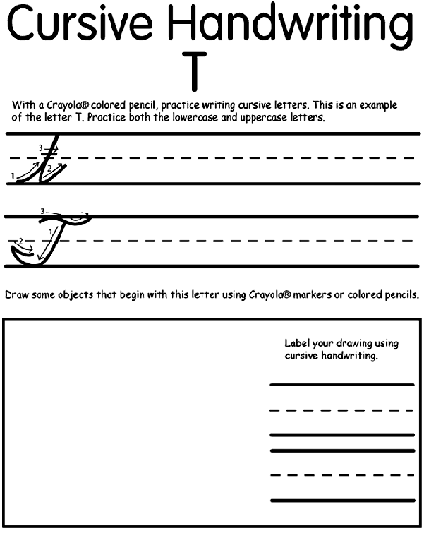 Writing Cursive T coloring page