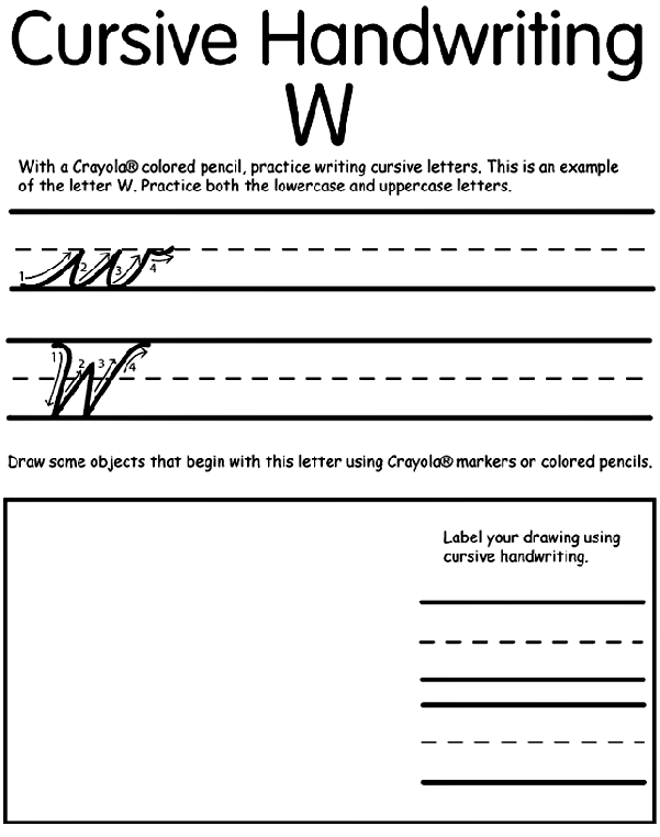 Writing Cursive W coloring page
