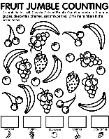 Fruit Jumble Counting coloring page