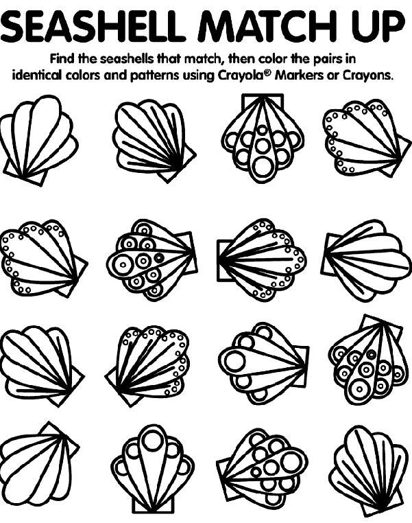 Sea Shell Match Up coloring page