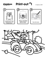 Driving coloring page