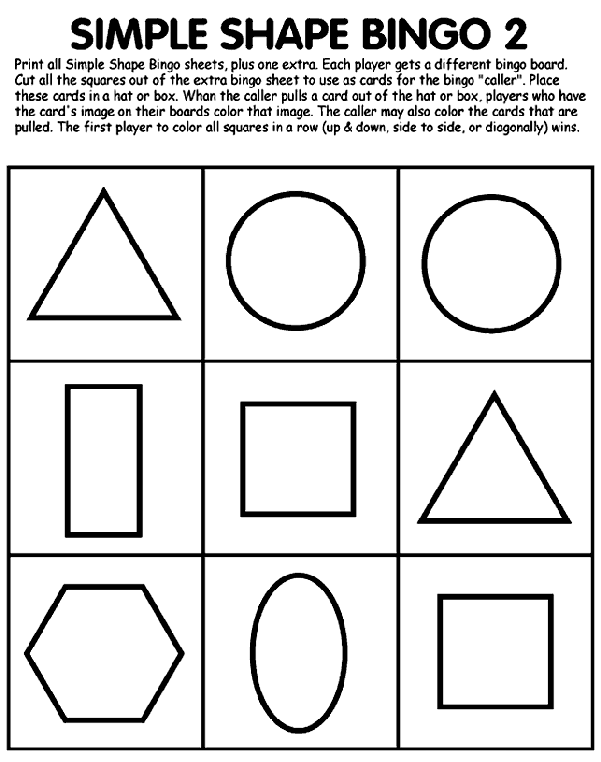 Simple Shape Bingo 2 coloring page
