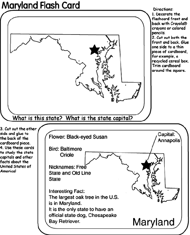US State Flash Cards - Maryland coloring page